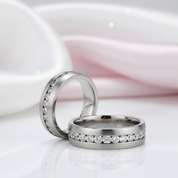 Infinity Diamond Titanium Elegant Wedding Band-Black Diamonds New York