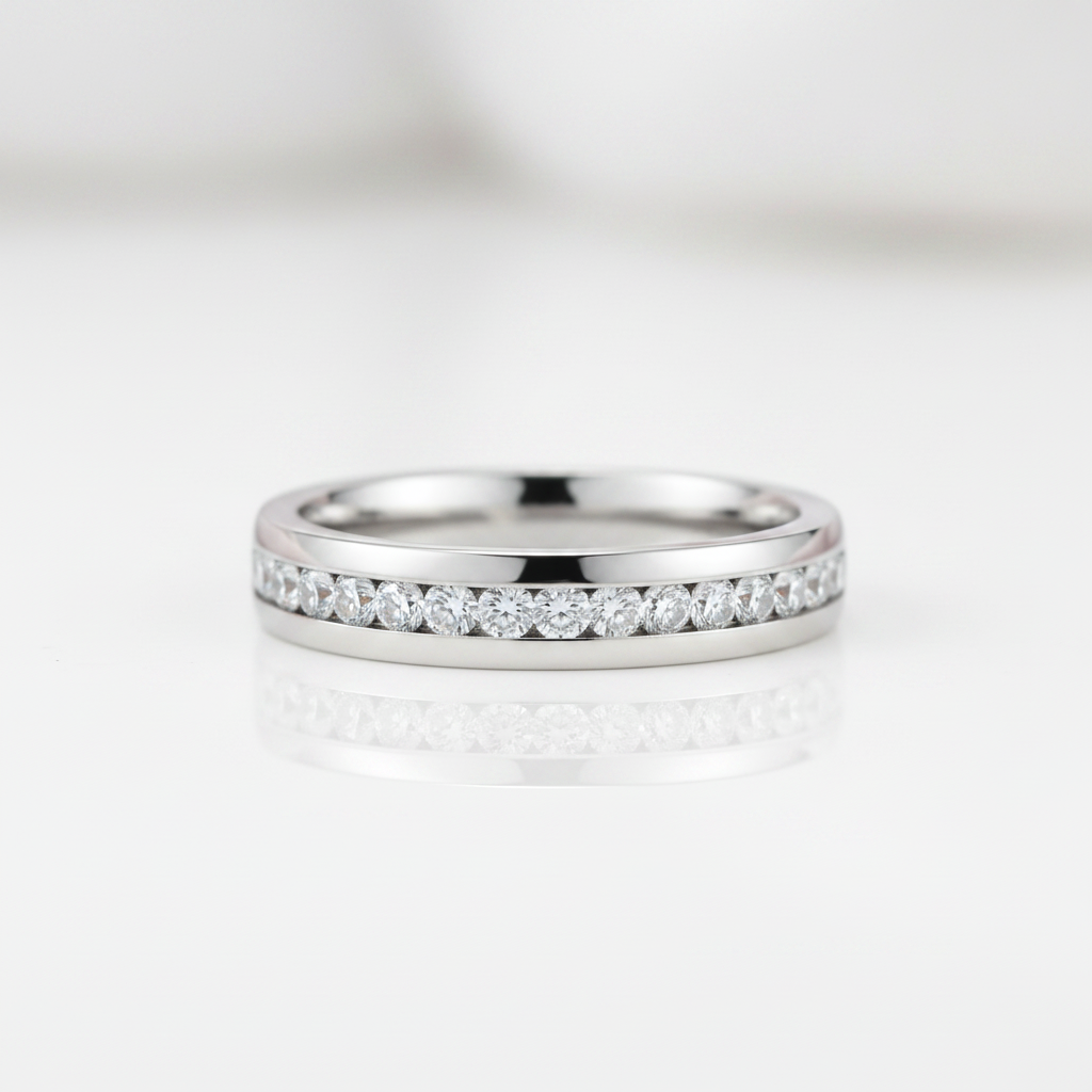 Full-Eternity Diamond Option Titanium Wedding Band-Black Diamonds New York