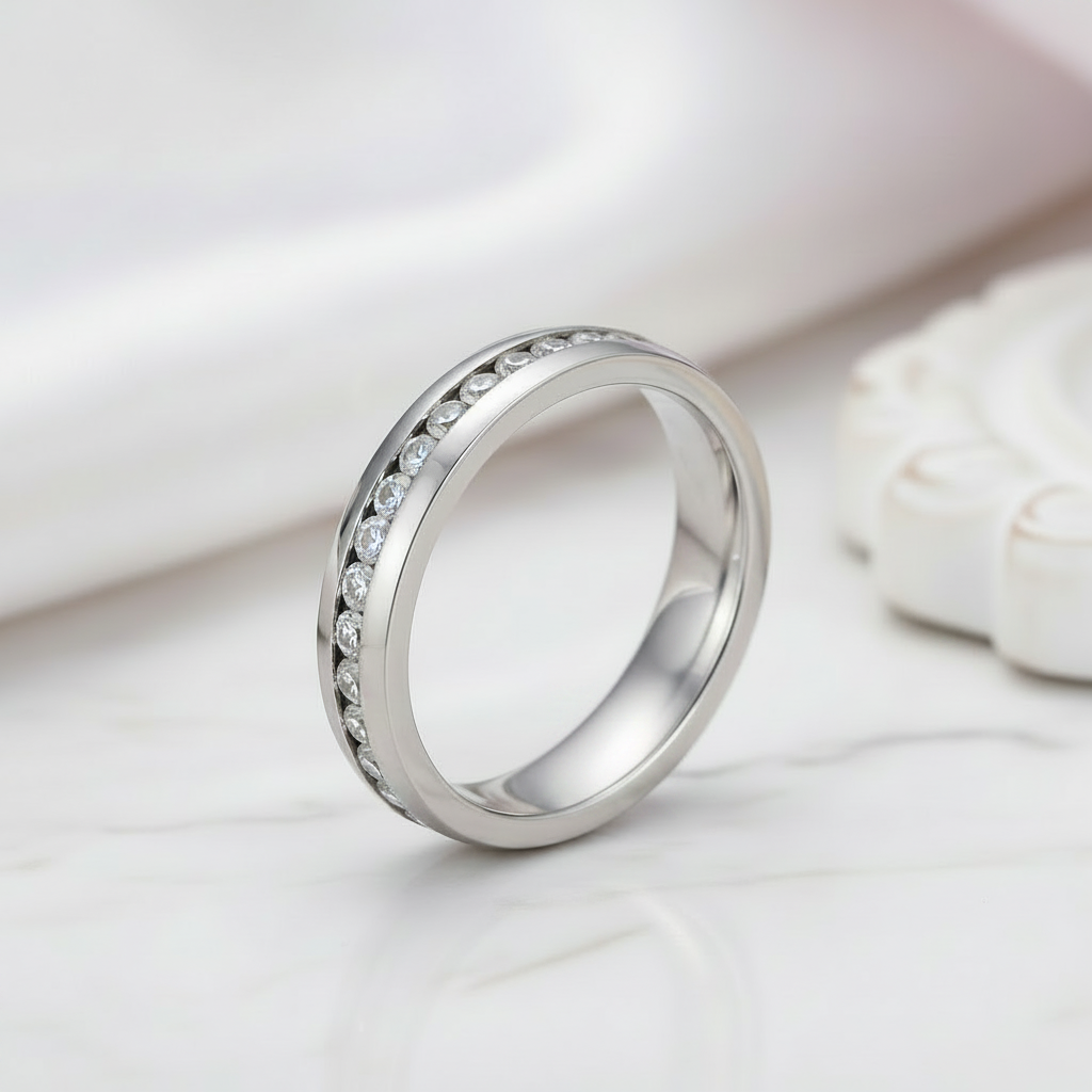 Full-Eternity Diamond Option Titanium Wedding Band-Black Diamonds New York