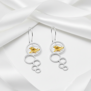 Elegant Flower Bird Dangle Earrings-Black Diamonds New York