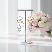 Elegant Flower Bird Dangle Earrings-Black Diamonds New York