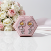 Elegant Flower Bird Dangle Earrings-Black Diamonds New York