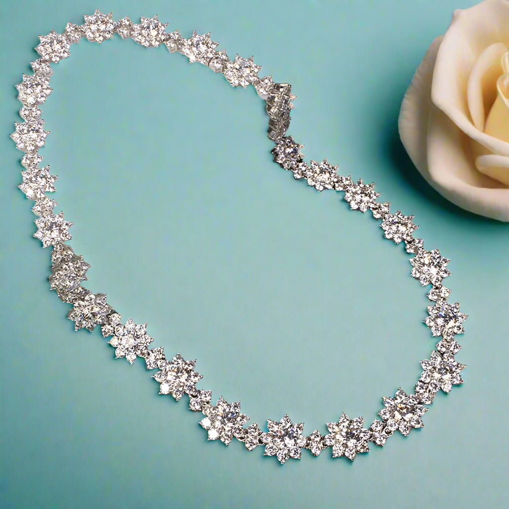 Elegant Flower Shaped Diamond Necklace-Black Diamonds New York