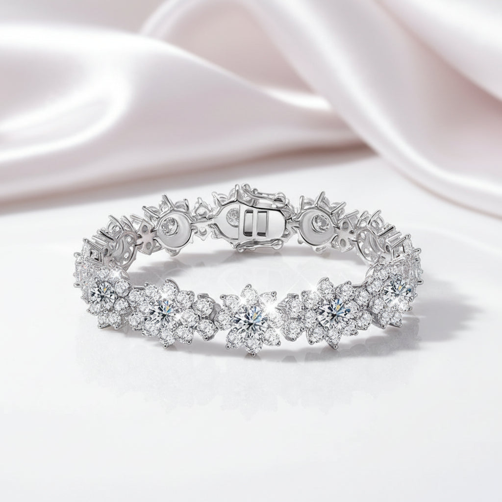 Elegant Flower Shaped Diamond Option Necklace-Black Diamonds New York