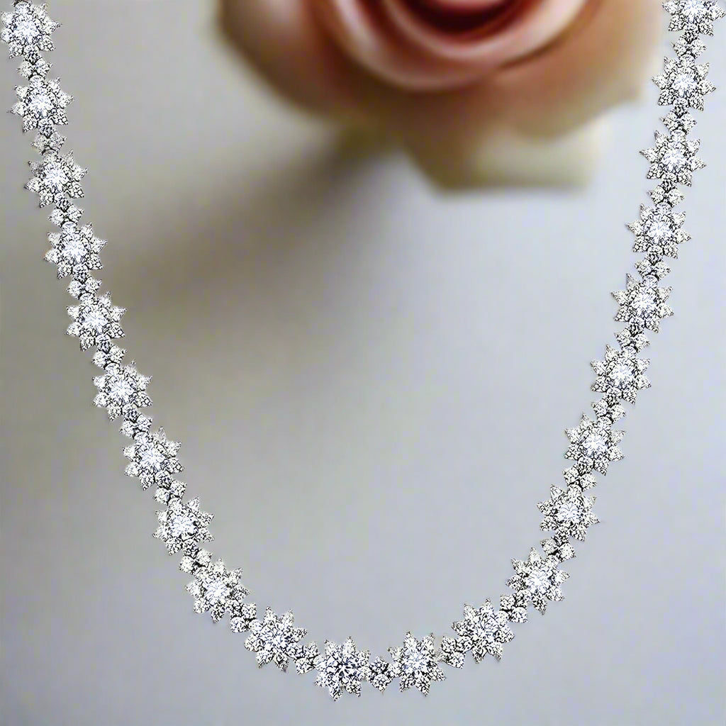 Elegant Flower Shaped Diamond Necklace-Black Diamonds New York