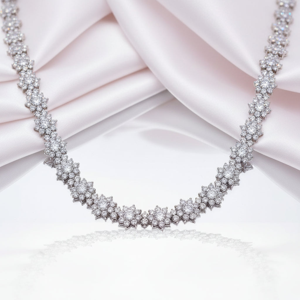 Elegant Flower Shaped Diamond Option Necklace-Black Diamonds New York