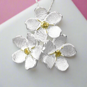 Elegant Forget-Me-Not Flower Necklace-Black Diamonds New York