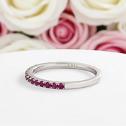 Elegant Half Eternity Fuchsia Wedding Band-Black Diamonds New York