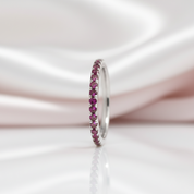 Elegant Half Eternity Fuchsia Wedding Band-Black Diamonds New York