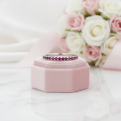 Elegant Half Eternity Fuchsia Wedding Band-Black Diamonds New York