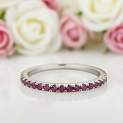 Elegant Half Eternity Fuchsia Wedding Band-Black Diamonds New York