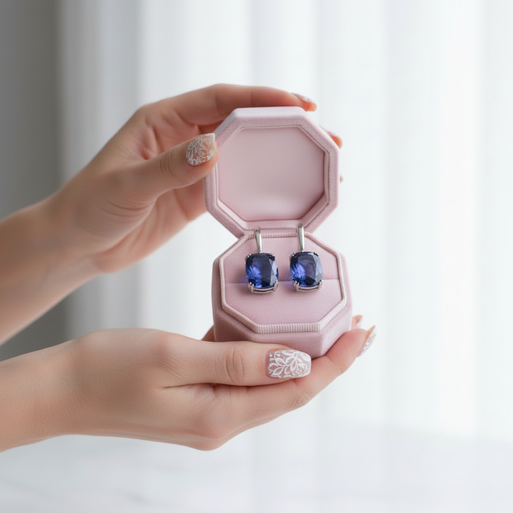 Elegant Blue Mystic Quartz Drop Earrings-Black Diamonds New York