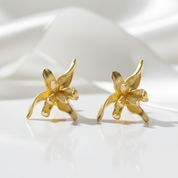 Elegant Iris Flower Stud Earrings-Black Diamonds New York