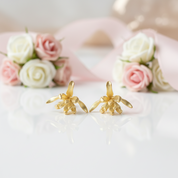Elegant Iris Flower Stud Earrings-Black Diamonds New York