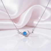 Elegant Moon & Star Pendant Necklace-Black Diamonds New York