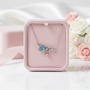 Elegant Moon & Star Pendant Necklace-Black Diamonds New York