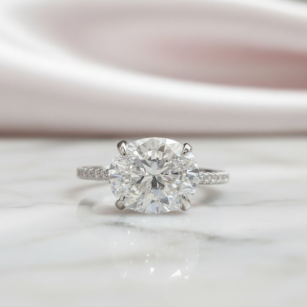 Elegant Oval Cut Diamond Option Engagement Ring-Black Diamonds New York