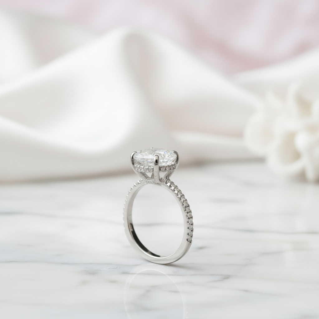 Elegant Oval Cut Diamond Option Engagement Ring-Black Diamonds New York