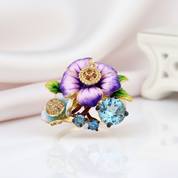 Elegant Purple Enamel Flower with Diamond Option Jewelry Set-Black Diamonds New York