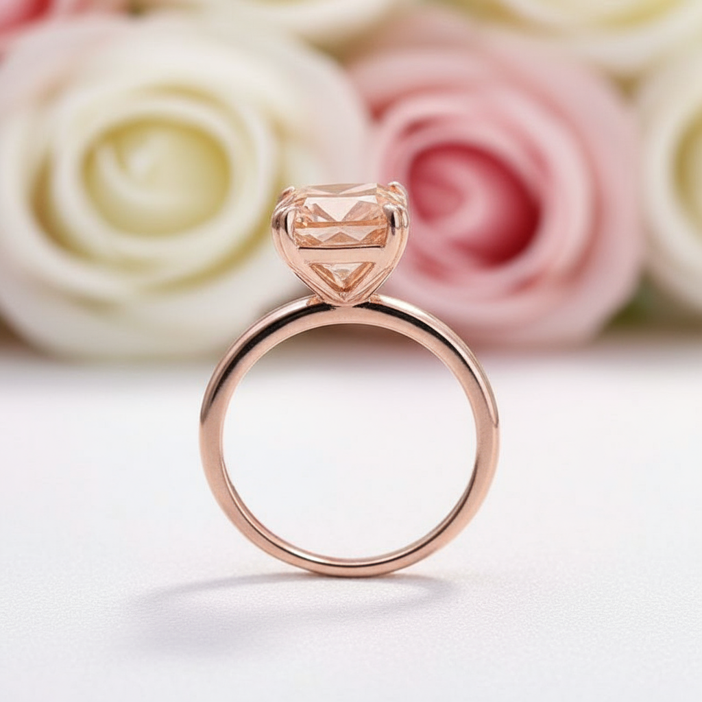 Elegant Rose Gold Champagne Engagement Ring-Black Diamonds New York