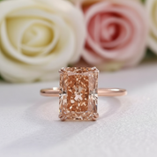 Elegant Rose Gold Champagne Engagement Ring-Black Diamonds New York