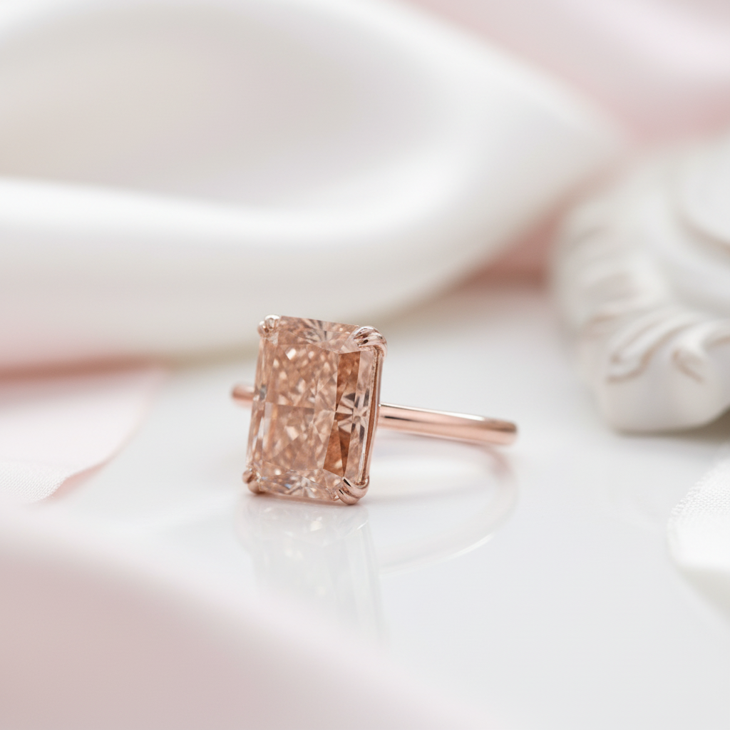 Elegant Rose Gold Champagne Engagement Ring – Black Diamonds New York