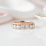 Elegant Rose Gold Wedding Band Set-Black Diamonds New York