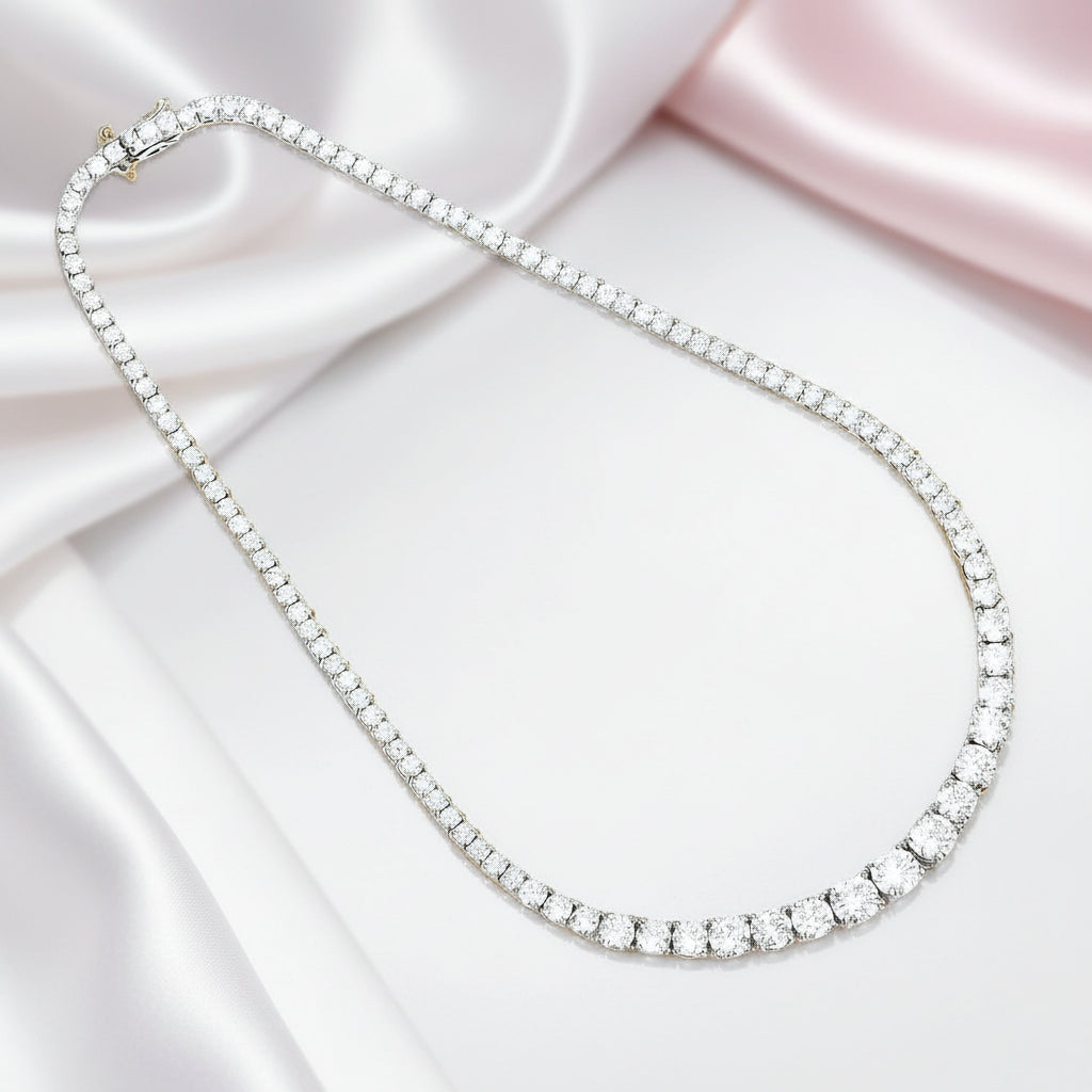 Elegant Round Cut Diamond Tennis Necklace-Black Diamonds New York