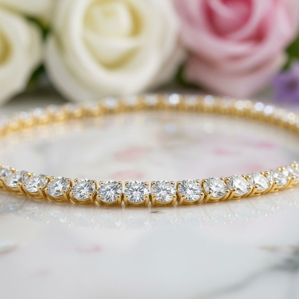 Elegant Round Cut Diamond Tennis Necklace-Black Diamonds New York