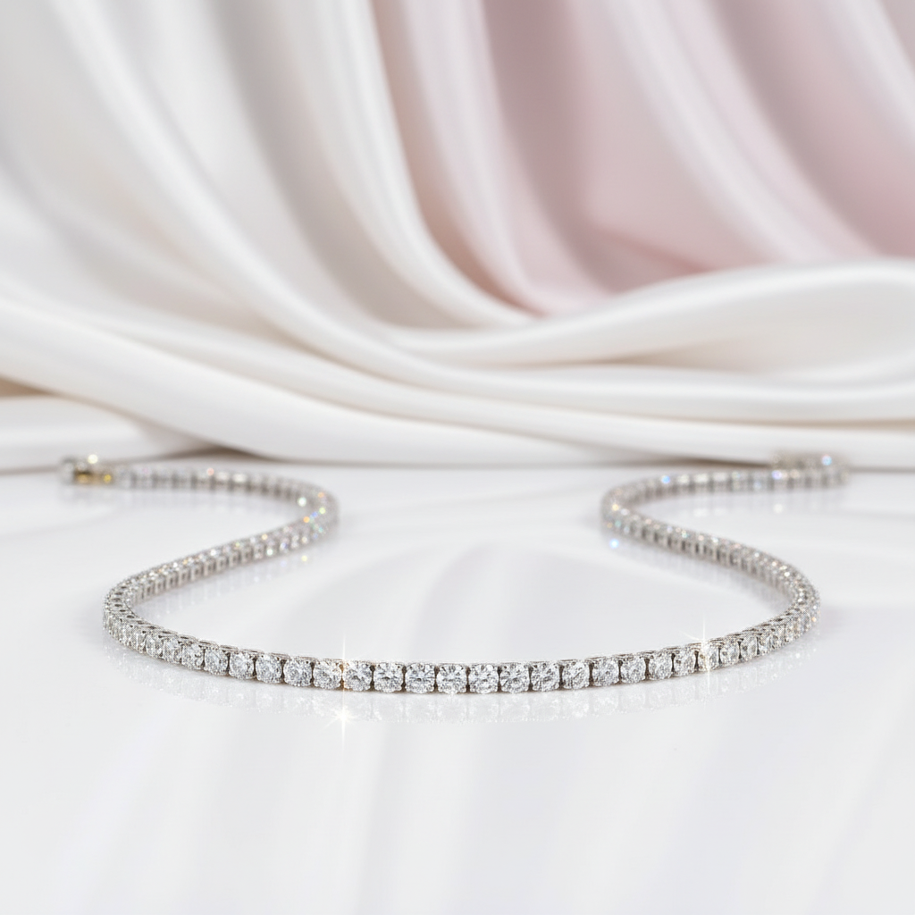 Elegant Round Cut Diamond Tennis Necklace-Black Diamonds New York