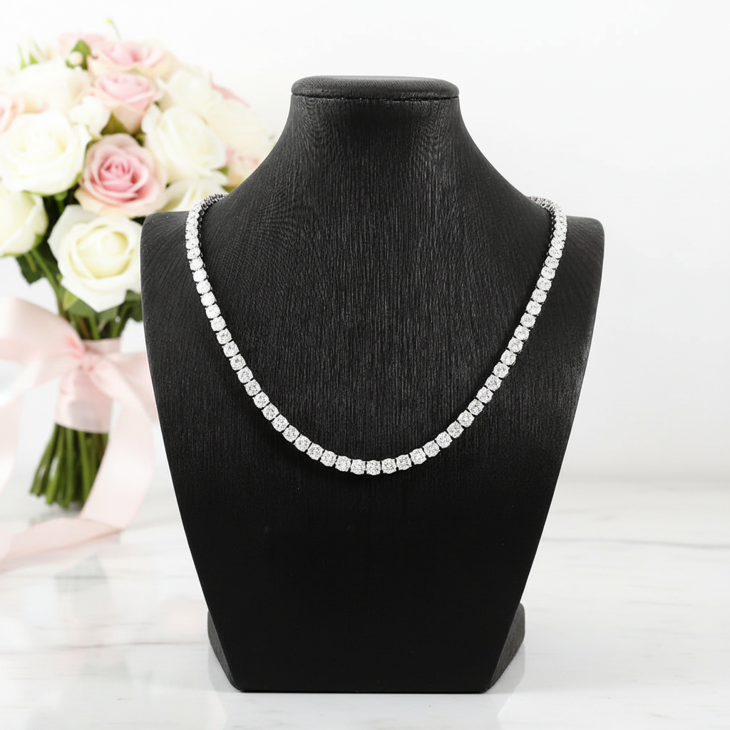 VIP Custom Request- Elegant Round Cut Diamond Option Tennis Necklace-Black Diamonds New York