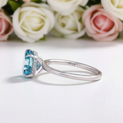 Elegant Round Cut Light Aquamarine Blue Engagement Ring-Black Diamonds New York