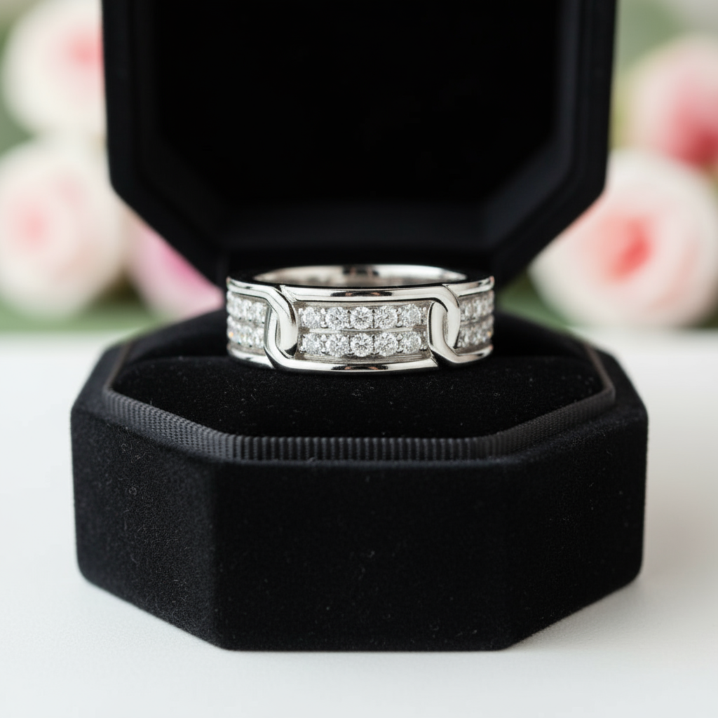 Elegant Round Diamond Men's Wedding Band-Black Diamonds New York