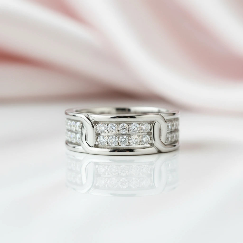 Elegant Round Diamond Option Men's Wedding Band-Black Diamonds New York