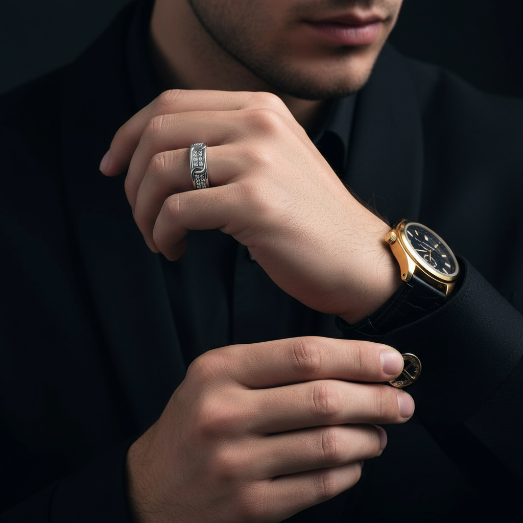 Elegant Round Diamond Men's Wedding Band-Black Diamonds New York