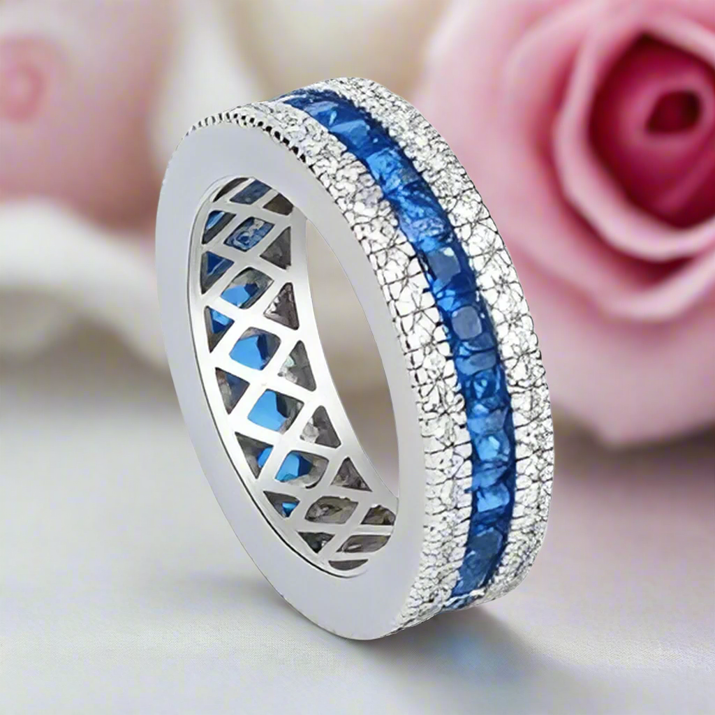 Elegant Triple Row Diamond Wedding Band-Black Diamonds New York