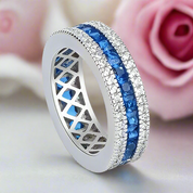 Elegant Triple Row Diamond Wedding Band-Black Diamonds New York