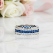 Elegant Triple Row Diamond Wedding Band-Black Diamonds New York