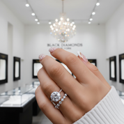 Elegant Two Tone Classic Round Cut Wedding Set-Black Diamonds New York