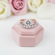 Elegant Two Tone Classic Round Cut Wedding Set-Black Diamonds New York