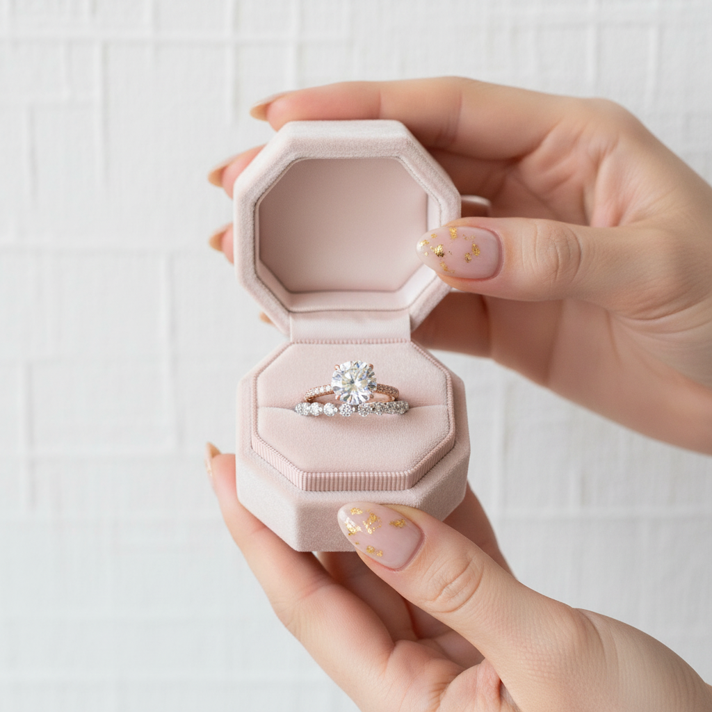 Elegant Two Tone Classic Round Cut Wedding Set-Black Diamonds New York