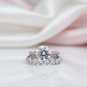 Elegant Two Tone Classic Round Cut Wedding Set-Black Diamonds New York