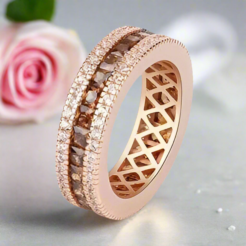 Elegant Triple Row Diamond Wedding Band-Black Diamonds New York