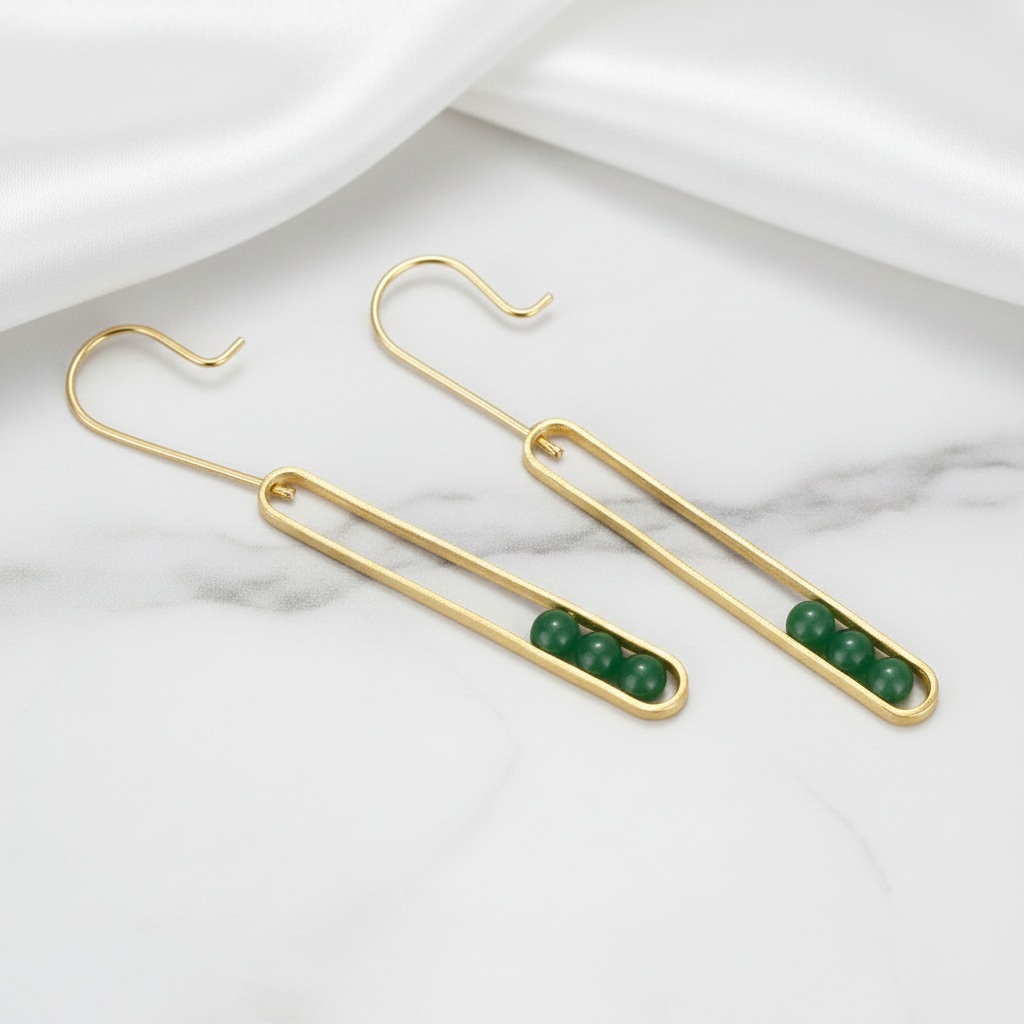 Elliptical Minimalist Dangle Earrings-Black Diamonds New York