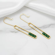 Elliptical Minimalist Dangle Earrings-Black Diamonds New York