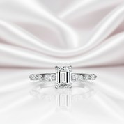 Emerald and Marquise Cut Diamond Engagement Ring-Black Diamonds New York