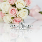 Emerald and Marquise Cut Diamond Engagement Ring-Black Diamonds New York