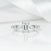 Emerald and Marquise Cut Diamond Engagement Ring-Black Diamonds New York