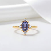 Emerald Cut Alexandrite Luxury Ring-Black Diamonds New York