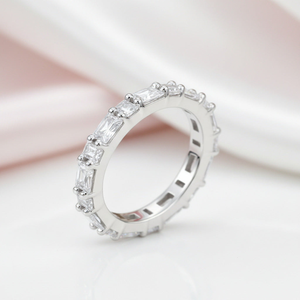 Emerald Cut Diamond Option Wedding Band-Black Diamonds New York